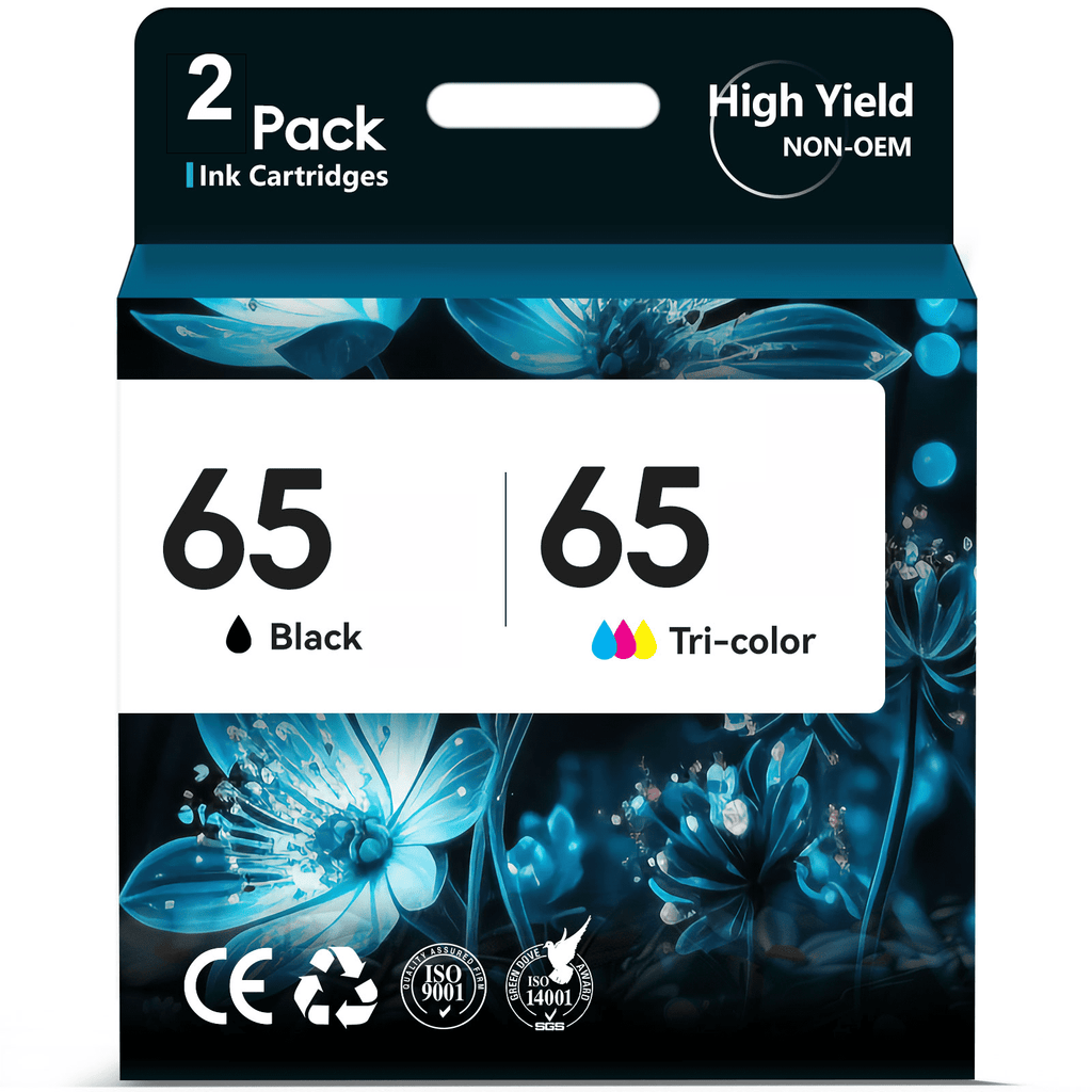 65 Ink Cartridges Black &Tri-Color Compatible for HP 65 Ink Cartridges for Printer Ink 65 Works with HP Ink 65  Envy 5055 5052, 5000,DeskJet 3755 2600 Printer (2-Pack)